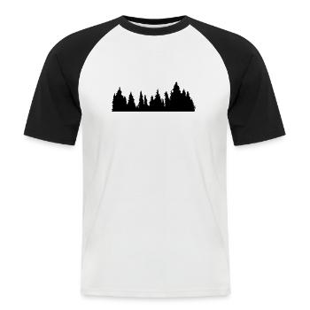 baeume wald nadelwald nadelbaum forst silhouette f - Männer Baseball-T-Shirt - Weiß/Schwarz - Vorne - Nik (191cm)