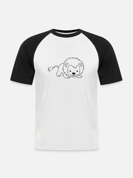 kleiner_loewe_01 - Männer Baseball-T-Shirt - Weiß/Schwarz