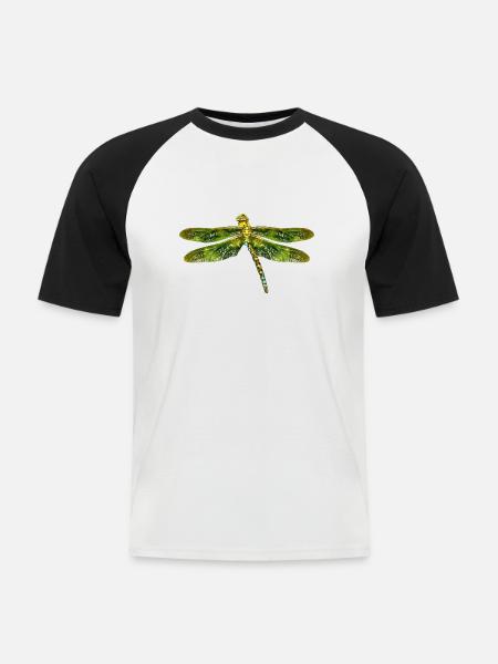 libellule - T-shirt baseball manches courtes Homme - blanc/noir