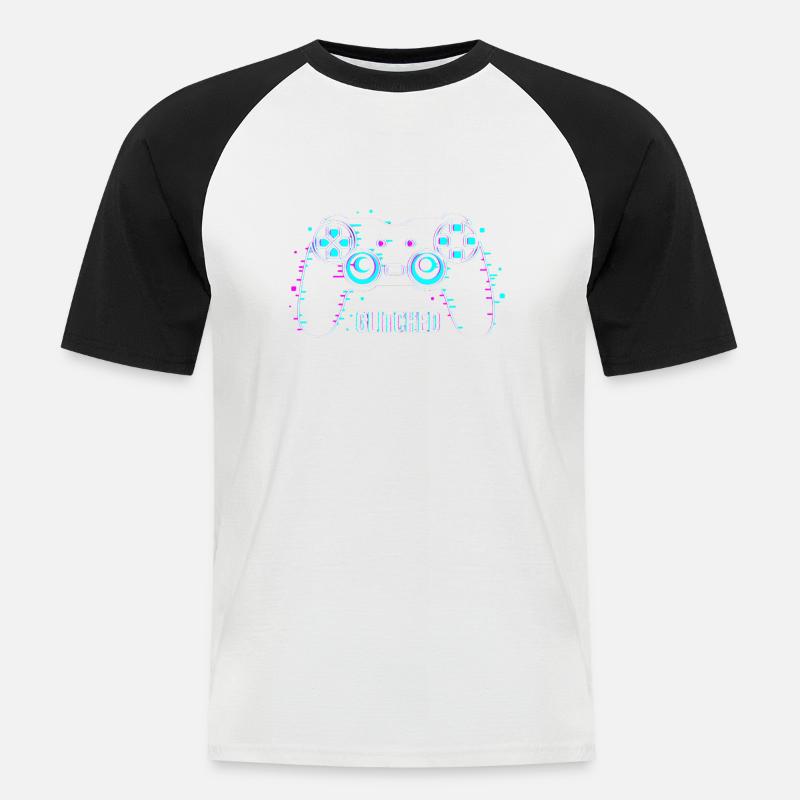 Gaming Controller - Männer Baseball-T-Shirt - Weiß/Schwarz