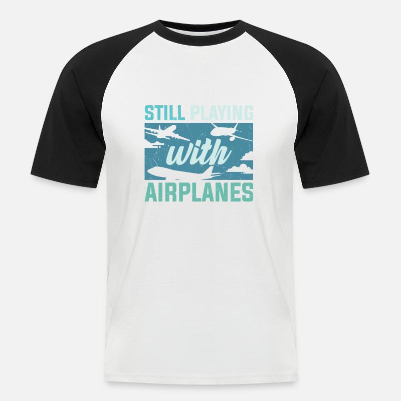 Piloten Lustiger Spruch Pilot - Männer Baseball-T-Shirt - Weiß/Schwarz