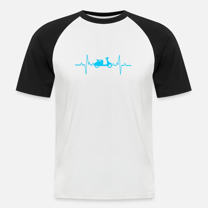 Herzschlag Roller Motorrad - Männer Baseball-T-Shirt - Weiß/Schwarz