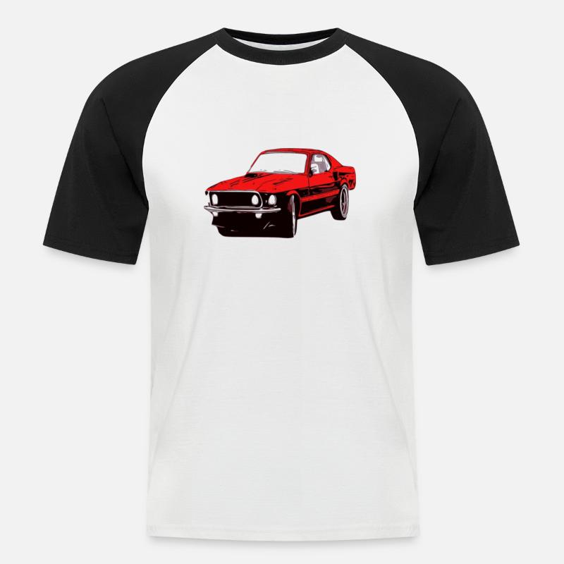 Auto - Männer Baseball-T-Shirt - Weiß/Schwarz