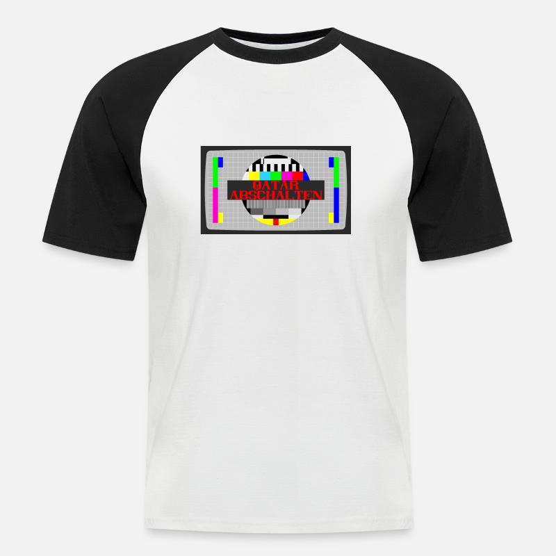 BOYKOTT KATAR QATAR ABSCHALTEN - Männer Baseball-T-Shirt - Weiß/Schwarz