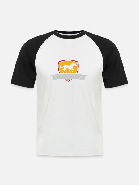 Insert Text Horse Banner - Men's Baseball T-Shirt - white/black