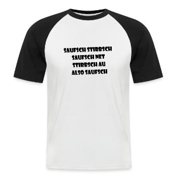 Trinkspruch MALLE - Männer Baseball-T-Shirt - Weiß/Schwarz - Vorne - Nik (191cm)