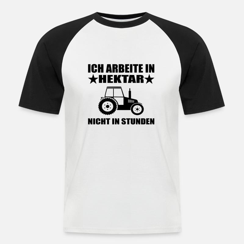 Traktor - Männer Baseball-T-Shirt - Weiß/Schwarz