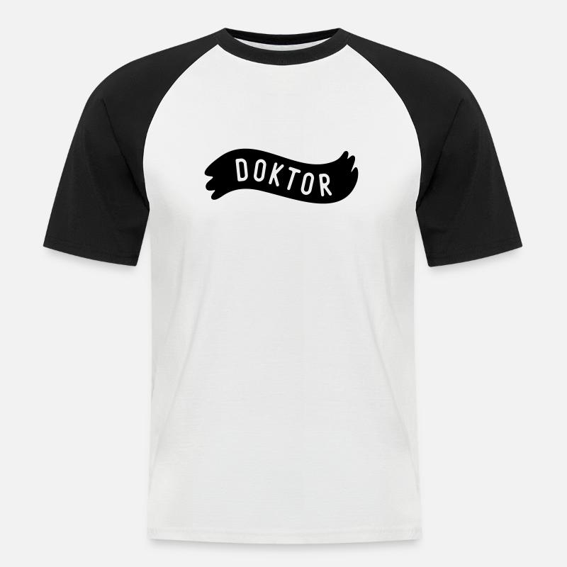 Doktor - Männer Baseball-T-Shirt - Weiß/Schwarz
