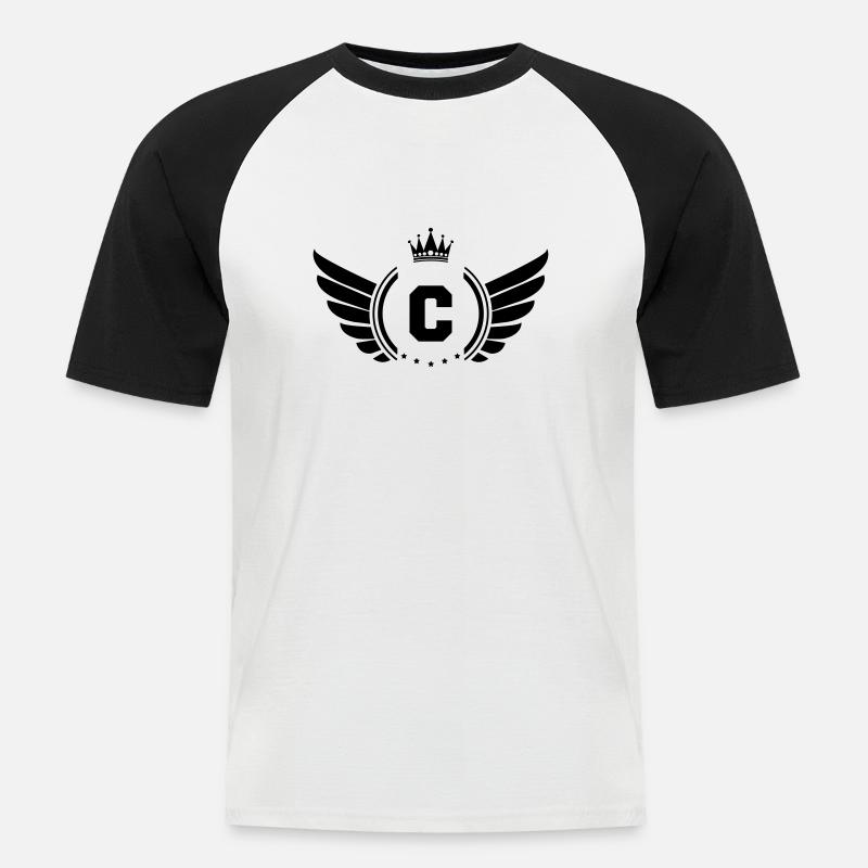 wappen C - Männer Baseball-T-Shirt - Weiß/Schwarz