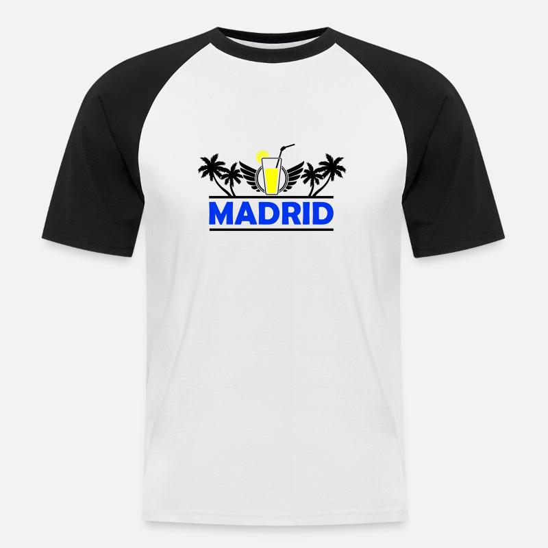 madrid 2 - Männer Baseball-T-Shirt - Weiß/Schwarz