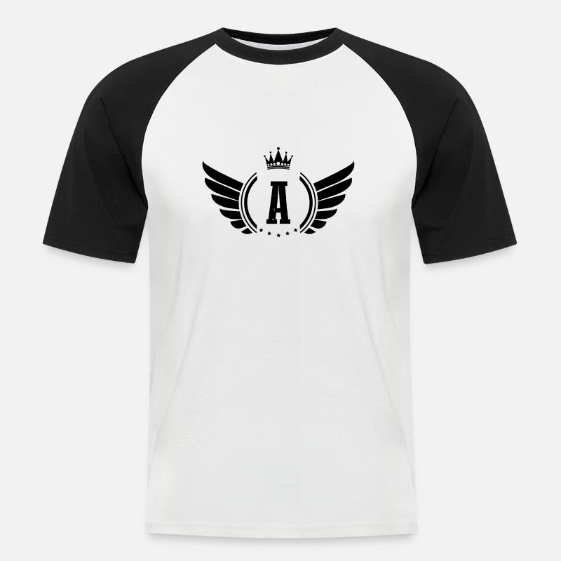wappen a - Männer Baseball-T-Shirt - Weiß/Schwarz