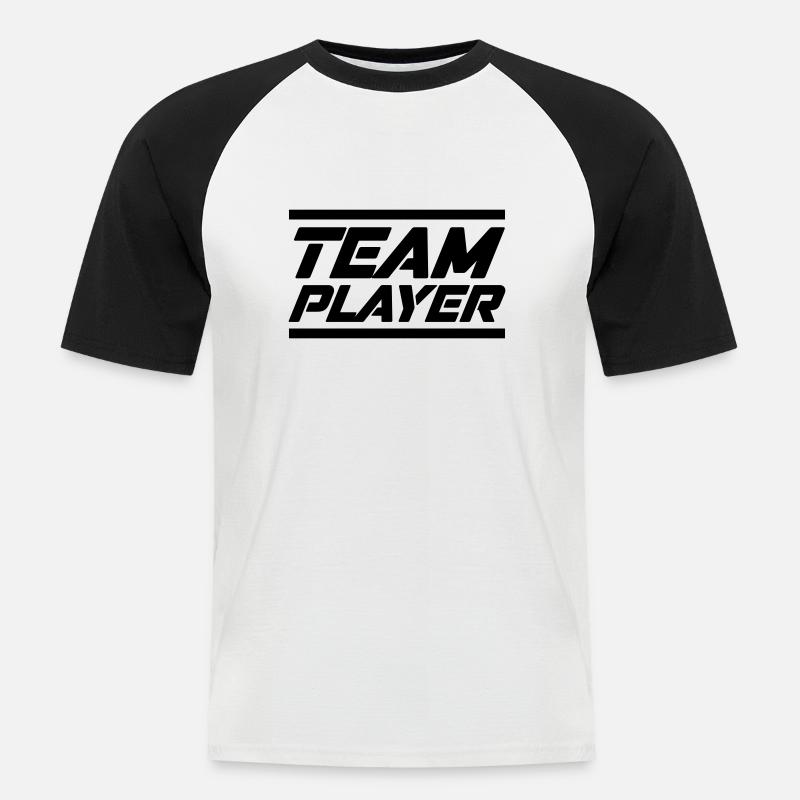 team player - Männer Baseball-T-Shirt - Weiß/Schwarz