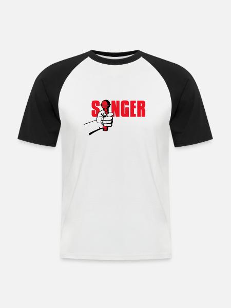 singer - Männer Baseball-T-Shirt - Weiß/Schwarz