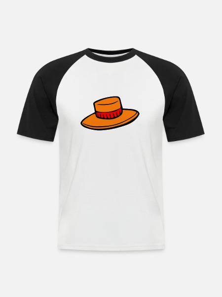 Hut - Männer Baseball-T-Shirt - Weiß/Schwarz