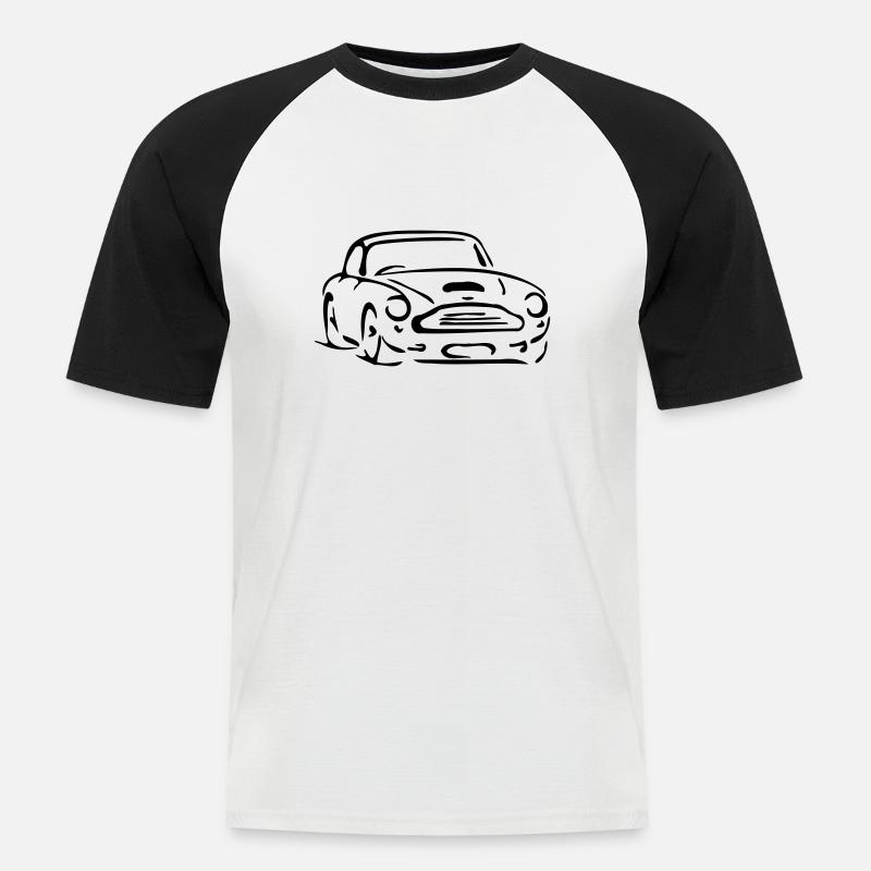 Aston Martin Oldtimer - Männer Baseball-T-Shirt - Weiß/Schwarz