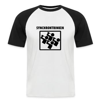 Synchrontrinken - Männer Baseball-T-Shirt - Weiß/Schwarz - Vorne - Nik (191cm)