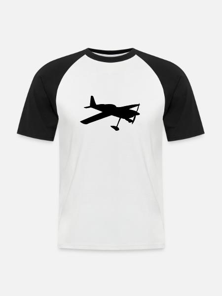 aircraft light aviation private plane - Men's Baseball T-Shirt - white/black