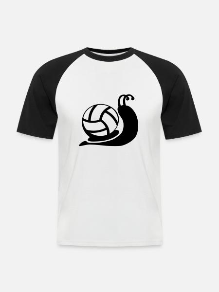 Volleyball snail - Men's Baseball T-Shirt - white/black