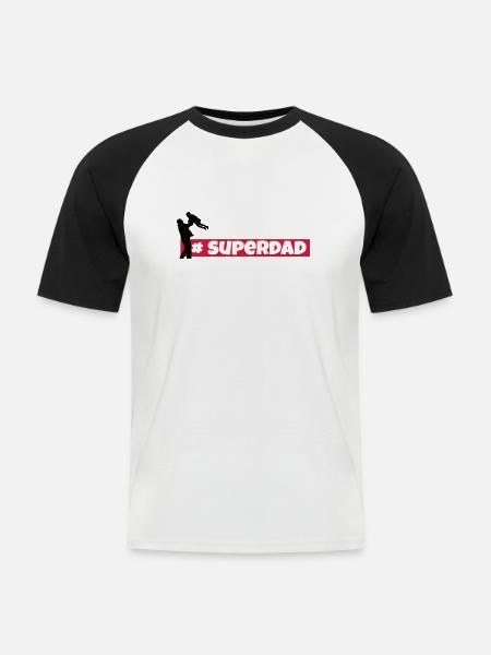 superdad, superpapa,mein held,dad,papa,vater - Männer Baseball-T-Shirt - Weiß/Schwarz