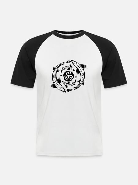 Tribal Fish - Men's Baseball T-Shirt - white/black