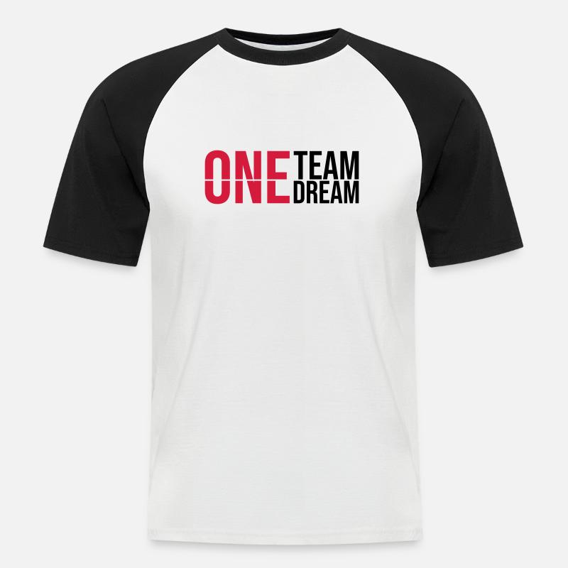 One Team Dream - Männer Baseball-T-Shirt - Weiß/Schwarz