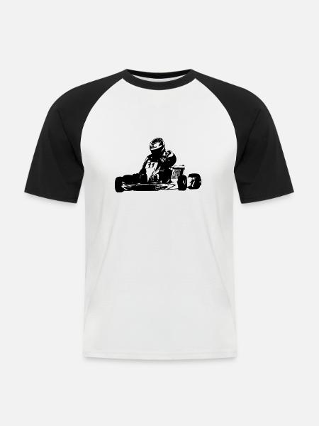 Kart - Kartsport - Männer Baseball-T-Shirt - Weiß/Schwarz