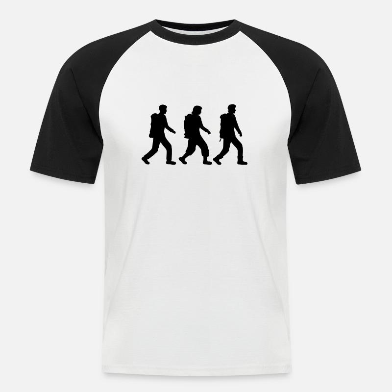 Team 3 wandernde - Männer Baseball-T-Shirt - Weiß/Schwarz