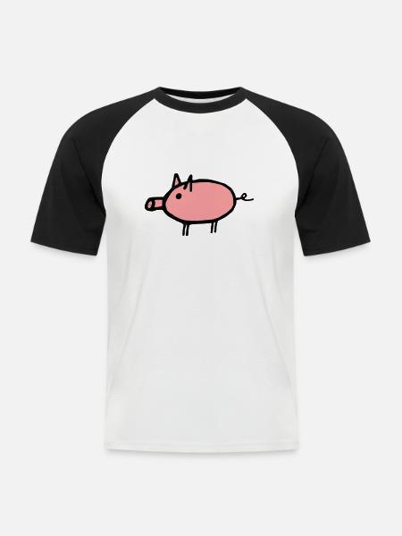 Pig - Men's Baseball T-Shirt - white/black
