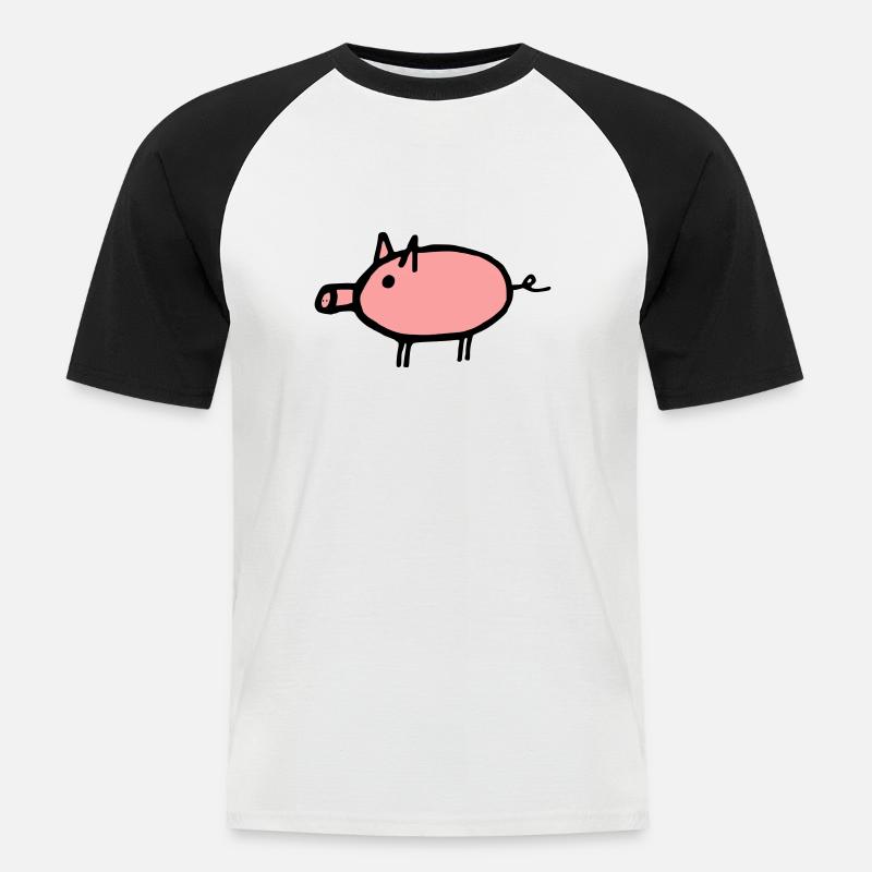 Schwein - Männer Baseball-T-Shirt - Weiß/Schwarz