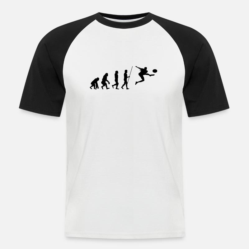 Fussballer Evolution Fussball - Männer Baseball-T-Shirt - Weiß/Schwarz