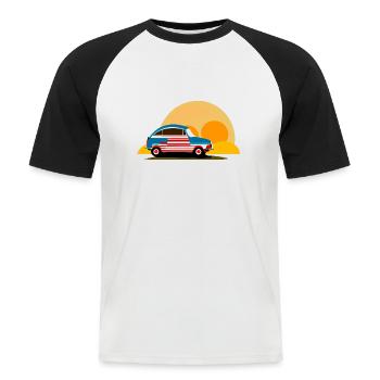 au coucher du soleil - T-shirt baseball manches courtes Homme - blanc/noir - Devant - Nik (191cm)