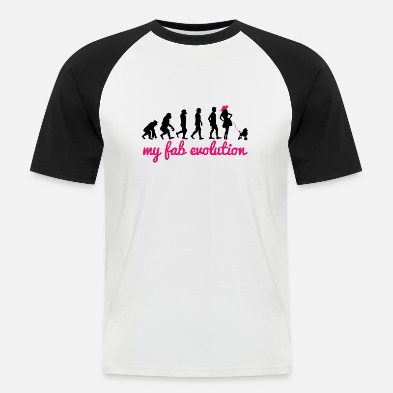 Hund / Pudel: My Fab Evolution - Männer Baseball-T-Shirt - Weiß/Schwarz