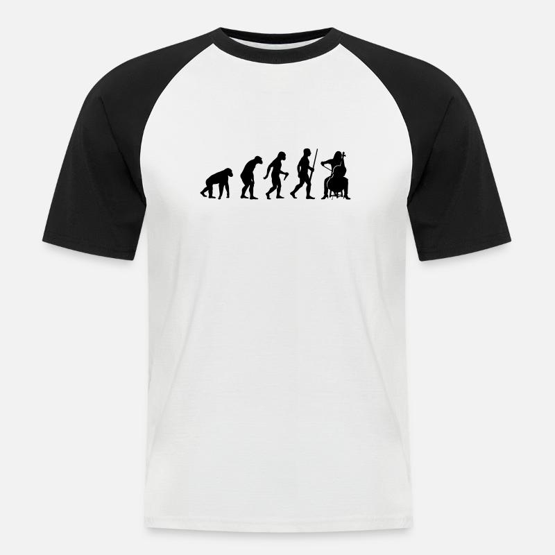 Evolution Cello Player - Men's Baseball T-Shirt - white/black