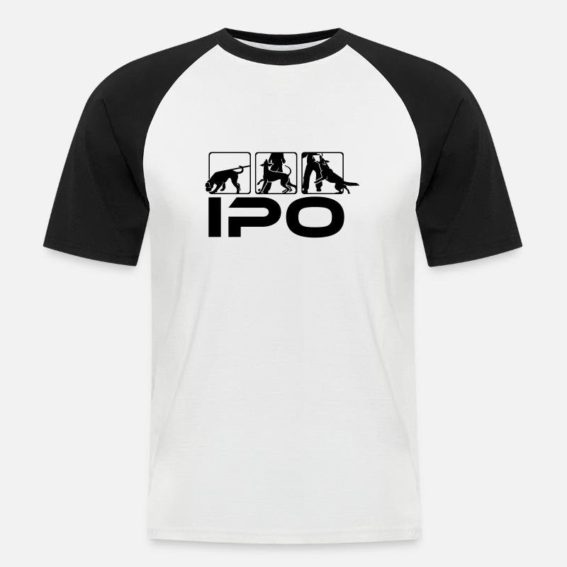 489 IPO Shepherd Doberman Boxer - Kortärmad basebolltröja herr - vit/svart