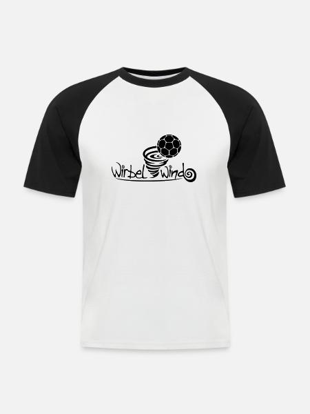 Handball Wirbelwind - Männer Baseball-T-Shirt - Weiß/Schwarz