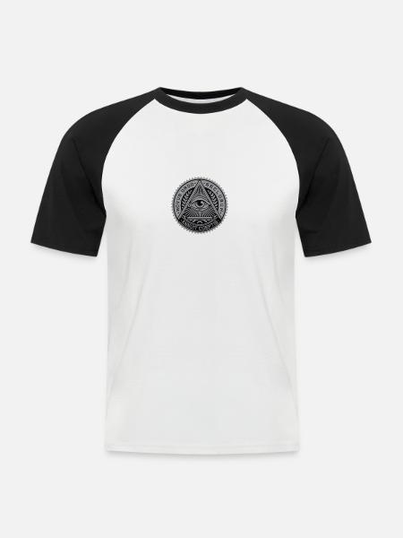 Illuminati Agency - Männer Baseball-T-Shirt - Weiß/Schwarz