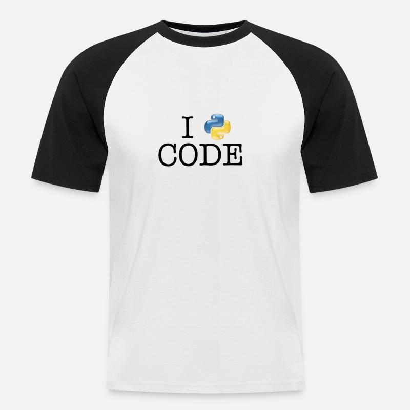 I love code - Python - Men's Baseball T-Shirt - white/black