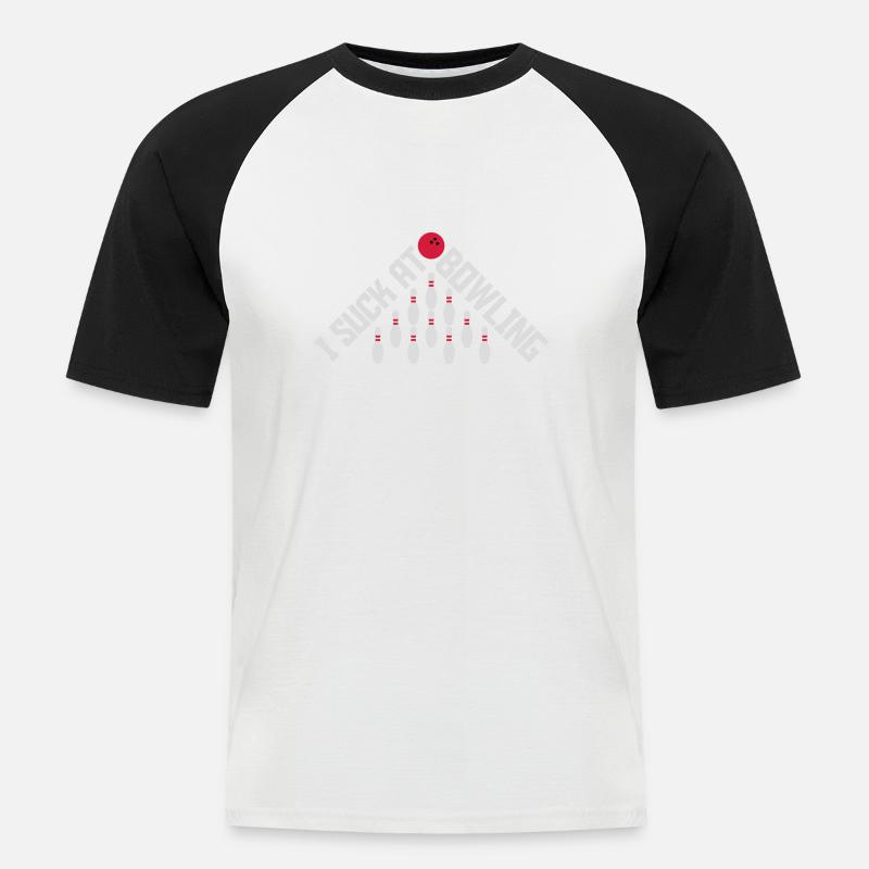 I suck at bowling - Männer Baseball-T-Shirt - Weiß/Schwarz