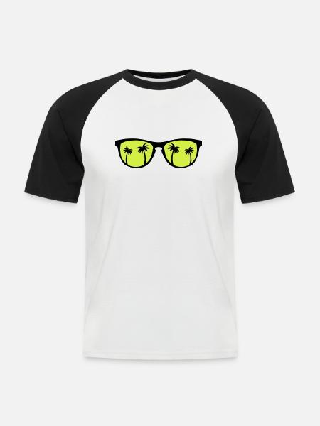 Sunglasses Palms - Männer Baseball-T-Shirt - Weiß/Schwarz