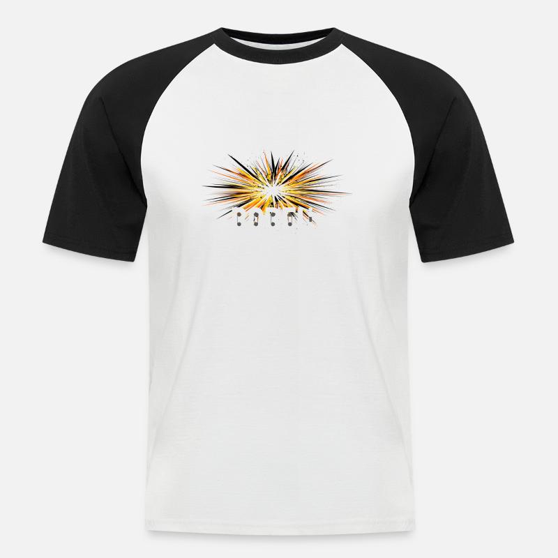 EXPLODING STAR BABELI - Männer Baseball-T-Shirt - Weiß/Schwarz