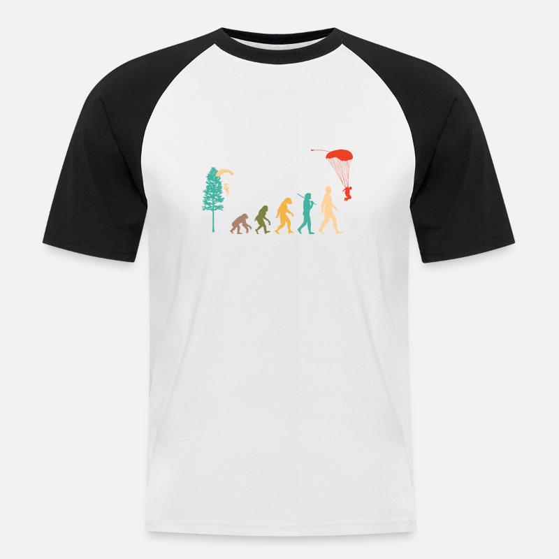 Skydive Evolution: Skydiver Design - T-shirt baseball manches courtes Homme - blanc/noir