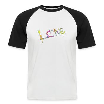 Graffiti-Stil Splash Hip-Hop-Farben Maler Liebe - Männer Baseball-T-Shirt - Weiß/Schwarz - Vorne - Nik (191cm)