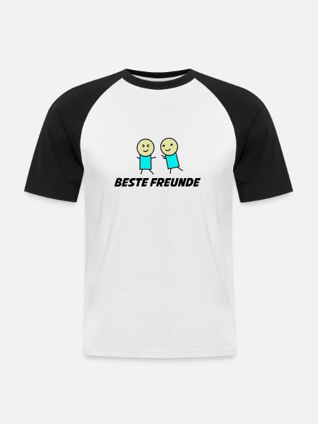 beste freunde 1 - Männer Baseball-T-Shirt - Weiß/Schwarz