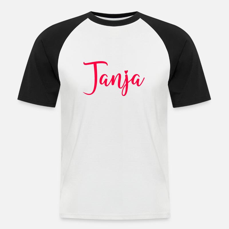 name tanja - Männer Baseball-T-Shirt - Weiß/Schwarz