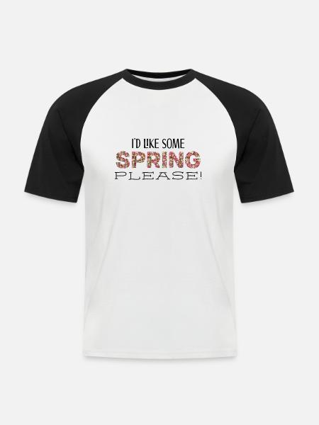 spring please sw - Männer Baseball-T-Shirt - Weiß/Schwarz