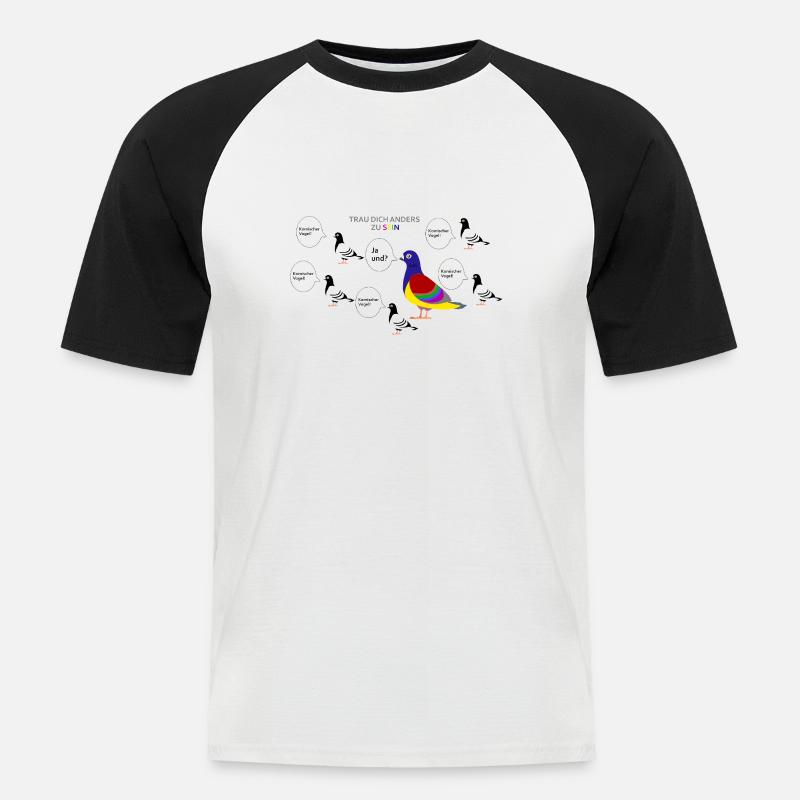 Trau dich anders zu sein - Männer Baseball-T-Shirt - Weiß/Schwarz
