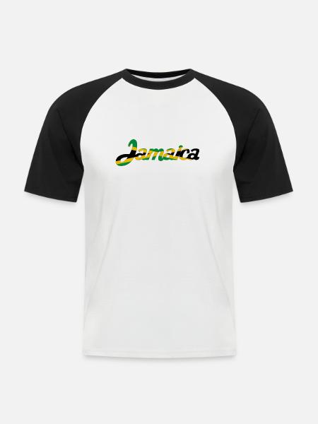 Jamaica - Männer Baseball-T-Shirt - Weiß/Schwarz