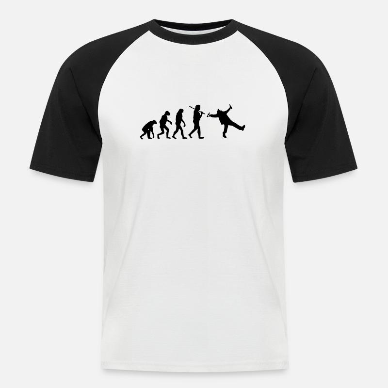 Evolution : Drunk - Männer Baseball-T-Shirt - Weiß/Schwarz
