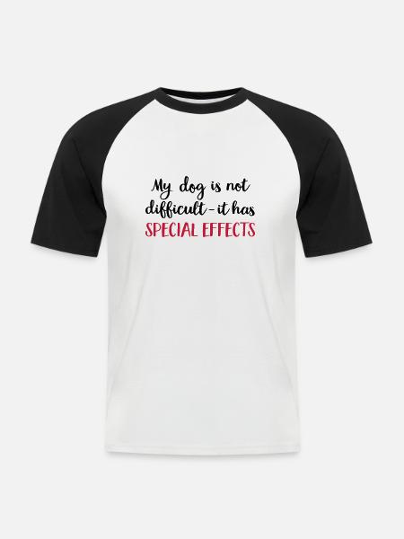 dog - Männer Baseball-T-Shirt - Weiß/Schwarz