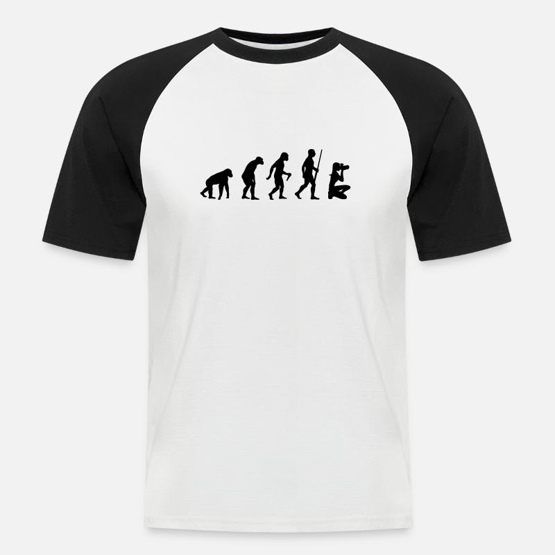 Photography Evolution - Männer Baseball-T-Shirt - Weiß/Schwarz